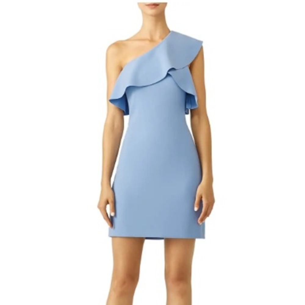 Elizabeth and James Blue Jerard One Shoulder Ruffle Dress Periwinkle Blue Size 8